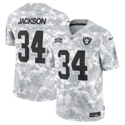 Bo Jackson Las Vegas Raiders 2024 Salute to Service Retired Player Limited Jersey - Arctic Camo