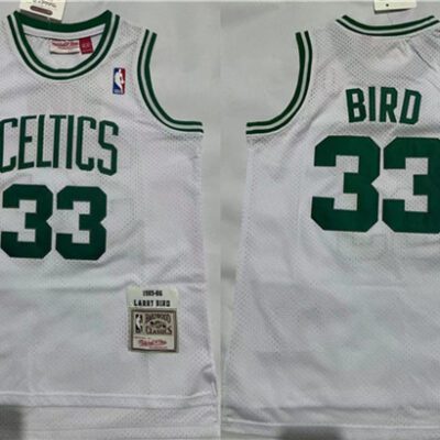 Boston Celtics #33 Larry Bird 1995-96 White Throwback Stitched Jersey