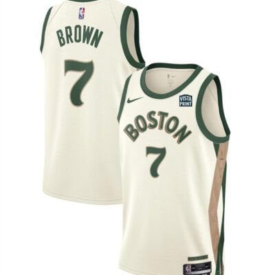 Boston Celtics #7 Jaylen Brown White 2023-24 City Edition Stitched Basketball Jersey