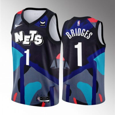 Brooklyn Nets #1 Mikal Bridges Black 2023/24 City Edition Stitched Basketball Jersey