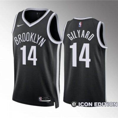 Brooklyn Nets #14 Jacob Gilyard Black Draft Icon Edition Stitched Basketball Jersey