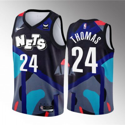 Brooklyn Nets #24 Cam Thomas Black 2023/24 City Edition Stitched Basketball Jersey