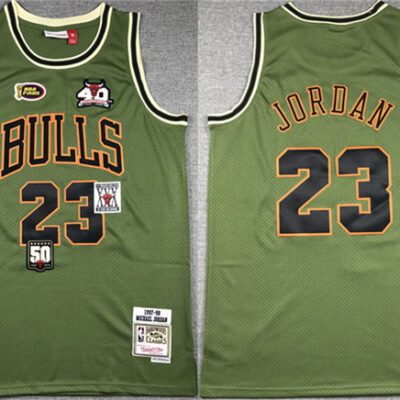 Chicago Bulls #23 Michael Jordan Green 1997-98 Throwback Stitched Basketball Jersey