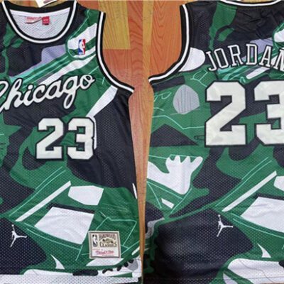 Chicago Bulls #23 Michael Jordan Green/White/Black Stitched Basketball Jersey