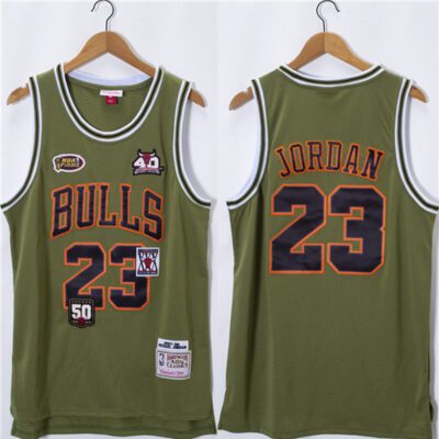 Chicago Bulls #23 Michael Jordan Olive Salute Stitched Basketball Jersey