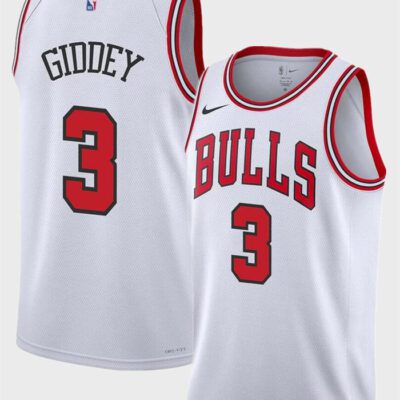 Chicago Bulls #3 Josh Giddey White Association Edition Stitched Basketball Jersey