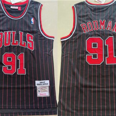 Chicago Bulls #91 Dennis Rodman Black 1996-97 Throwback Stitched Jersey