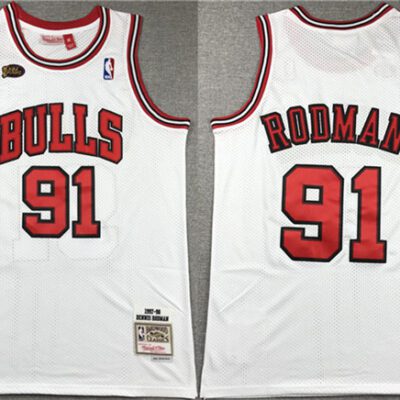 Chicago Bulls #91 Dennis Rodman White 1997-98 Stitched Basketball Jersey