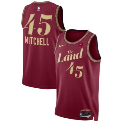 Cleveland Cavaliers #45 Donovan Mitchell Wine 2023/24 City Edition Stitched Jersey