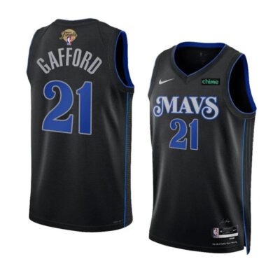 Dallas Mavericks #21 Daniel Gafford Black 2024 Finals City Edition Stitched Basketball Jersey