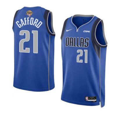 Dallas Mavericks #21 Daniel Gafford Blue 2024 Finals Icon Edition Stitched Basketball Jersey