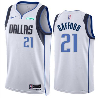 Dallas Mavericks #21 Daniel Gafford White Association Edition Stitched Basketball Jersey