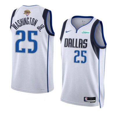 Dallas Mavericks #25 P.J. Washington Jr. White 2024 Finals Association Edition Stitched Basketball Jersey