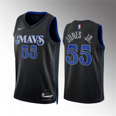 Dallas Mavericks #55 Derrick Jones Jr Black 2023/24 City Edition Stitched Basketball Jersey