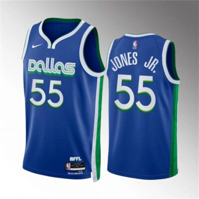 Dallas Mavericks #55 Derrick Jones Jr Blue City Edition Stitched Basketball Jersey