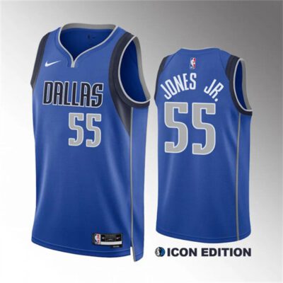 Dallas Mavericks #55 Derrick Jones Jr Blue Icon Edition Stitched Basketball Jersey