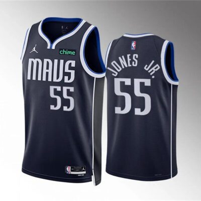 Dallas Mavericks #55 Derrick Jones Jr Navy Statement Edition Stitched Basketball Jersey