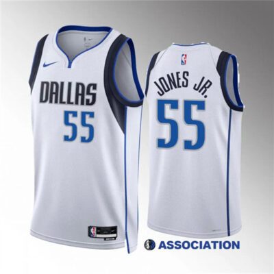 Dallas Mavericks #55 Derrick Jones Jr White Association Edition Stitched Basketball Jersey