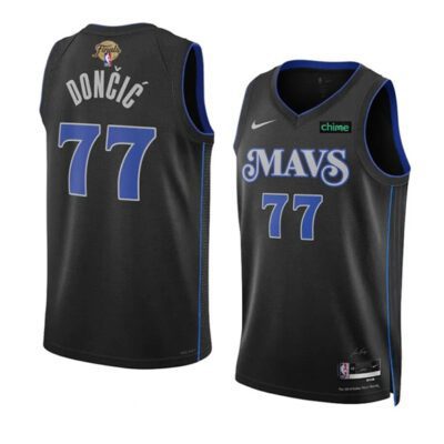 Dallas Mavericks #77 Luka Doncic Black 2024 Finals City Edition Stitched Basketball Jersey