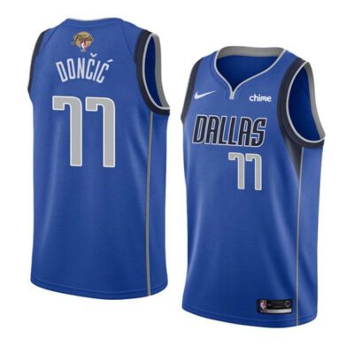 Dallas Mavericks #77 Luka Doncic Blue 2024 Finals Icon Edition Stitched Basketball Jersey