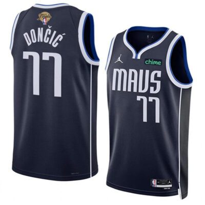 Dallas Mavericks #77 Luka Doncic Navy 2024 Finals Statement Edition Stitched Basketball Jersey