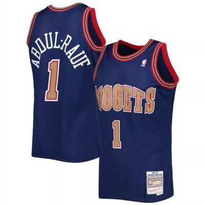 Denver Nuggets #1 Mahmoud Abdul-Rauf Navy 1994-95 Swingman Stitched Jersey