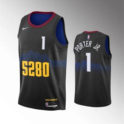 Denver Nuggets #1 Michael Porter Jr. Black City Edition Stitched Jersey