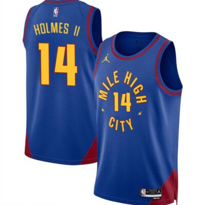 Denver Nuggets #14 DaRon Holmes II Blue 2024 Draft Statement Edition Stitched Basketball Jersey