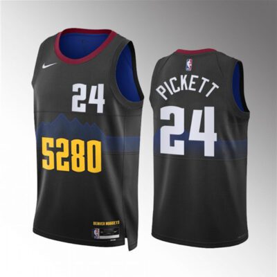 Denver Nuggets #24 Jalen Pickett Black 2023 City Edition Stitched Basketball Jersey