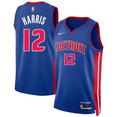 Detroit Pistons #12 Tobias Harris Blue 2024 Icon Edition Stitched Jersey