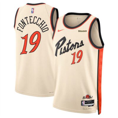 Detroit Pistons #19 Simone Fontecchio Cream 2024/25 City Edition Stitched Basketball Jersey