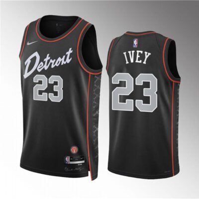 Detroit Pistons #23 Jaden Ivey Black 2023-24 City Edition Stitched Basketball Jersey