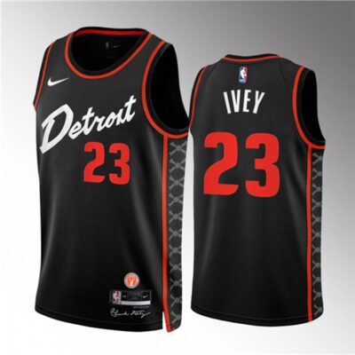 Detroit Pistons #23 Jaden Ivey Black 2023/24 City Edition Stitched Basketball Jersey