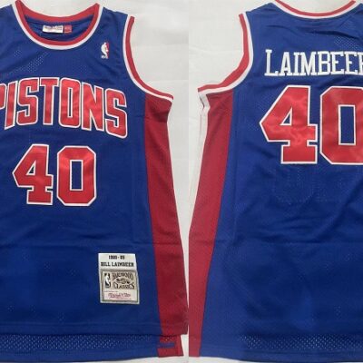 Detroit Pistons #40 Bill Laimbeer Blue 1988-89 Stitched Jersey