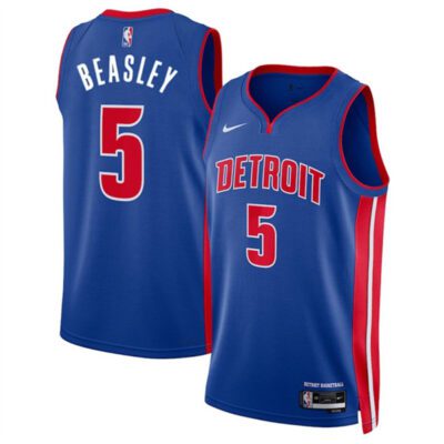 Detroit Pistons #5 Malik Beasley Blue 2024 Icon Edition Stitched Jersey