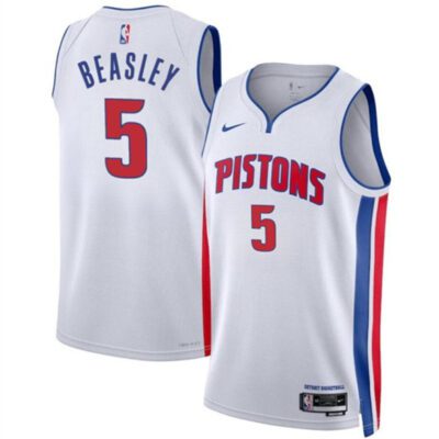 Detroit Pistons #5 Malik Beasley White 2024 Association Edition Stitched Jersey