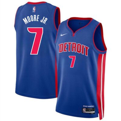 Detroit Pistons #7 Wendell Moore Jr Blue 2024 Icon Edition Stitched Jersey