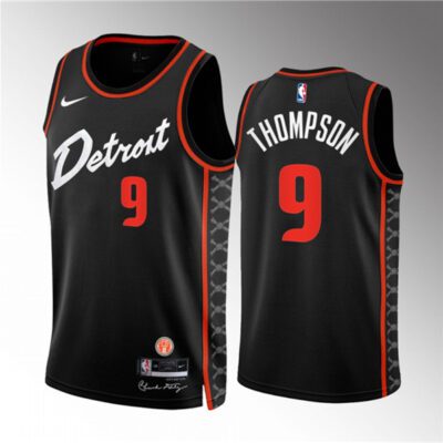 Detroit Pistons #9 Ausar Thompson Black 2023/24 City Edition Stitched Basketball Jersey