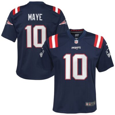 Drake Maye New England Patriots Youth Player Game Jersey - Navy