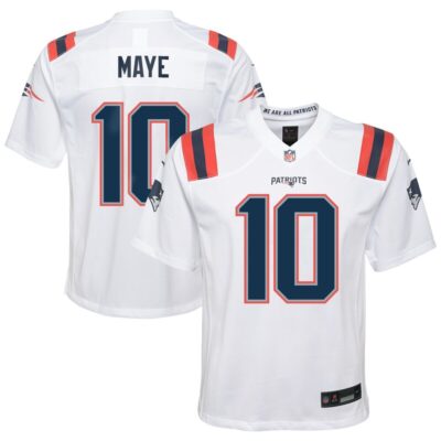 Drake Maye New England Patriots Youth White Game Jersey - White