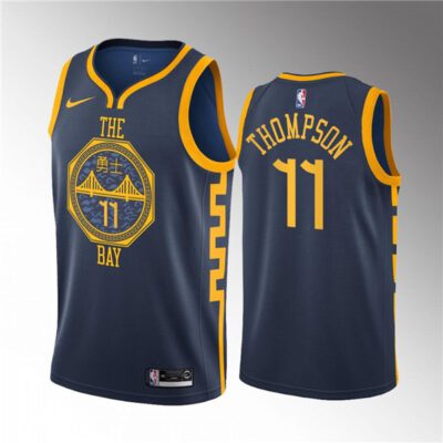 Golden State Warriors #11 Klay Thompson Navy 2018/19 Swingman Stitched Basketball Jersey