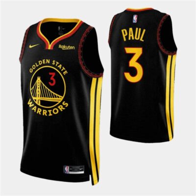 Golden State Warriors #3 Chris Paul Black 2023/24 City Edition Stitched Basketball Jersey