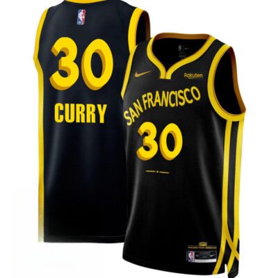 Golden State Warriors #30 Stephen Curry Black 2023/24 City Edition Stitched Basketball Jersey