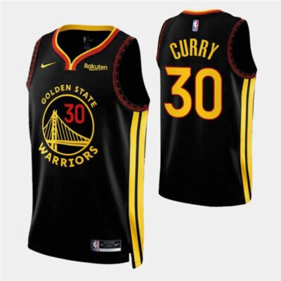 Golden State Warriors #30 Stephen Curry Black 2023/24 City Edition Stitched Basketball Jersey