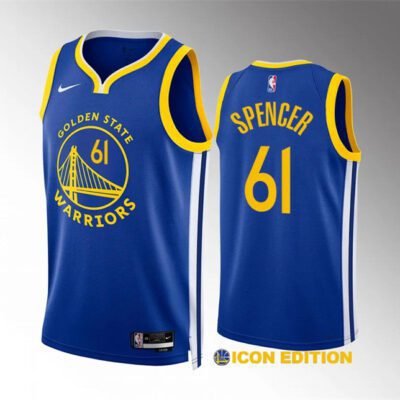 Golden State Warriors #61 Pat Spencer Blue Icon Edition Stitched Basketball Jersey