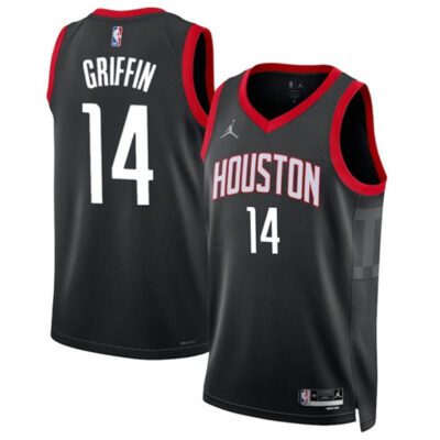 Houston Rockets #14 AJ Griffin Black Statement Edition Stitched Jersey