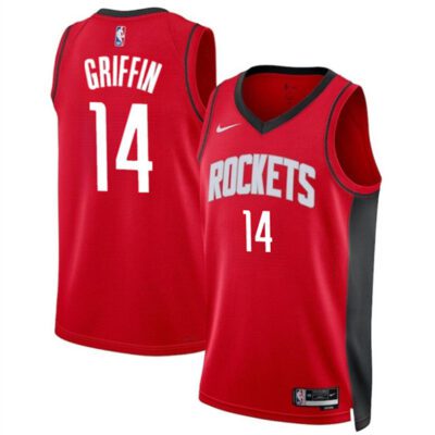 Houston Rockets #14 AJ Griffin Red Icon Edition Stitched Jersey