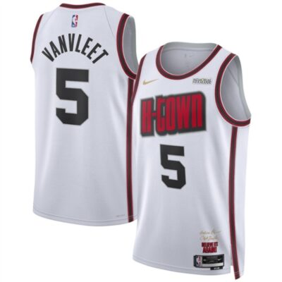 Houston Rockets #5 Fred VanVleet White 2024/25 City Edition Stitched Jersey