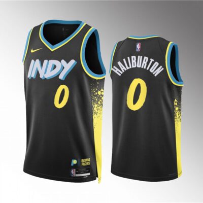 Indiana Pacers #0 Tyrese Haliburton Black 2023/24 City Edition Stitched Basketball Jersey