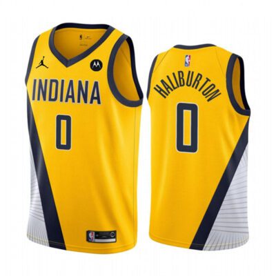 Indiana Pacers #0 Tyrese Haliburton Yellow Statement Edition Stitched Basketball Jersey